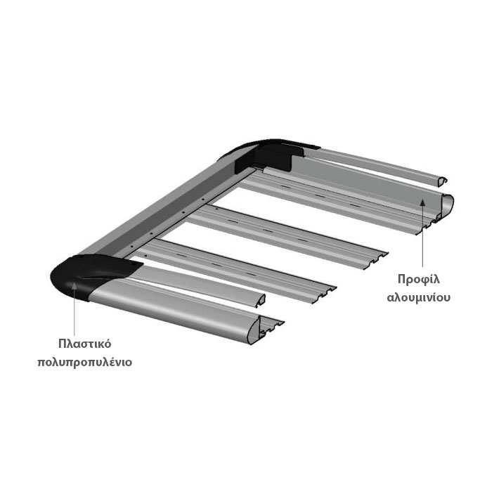 Σχάρα οροφής αλουμινίου ασημί Omsa Line Alu 125x200cm