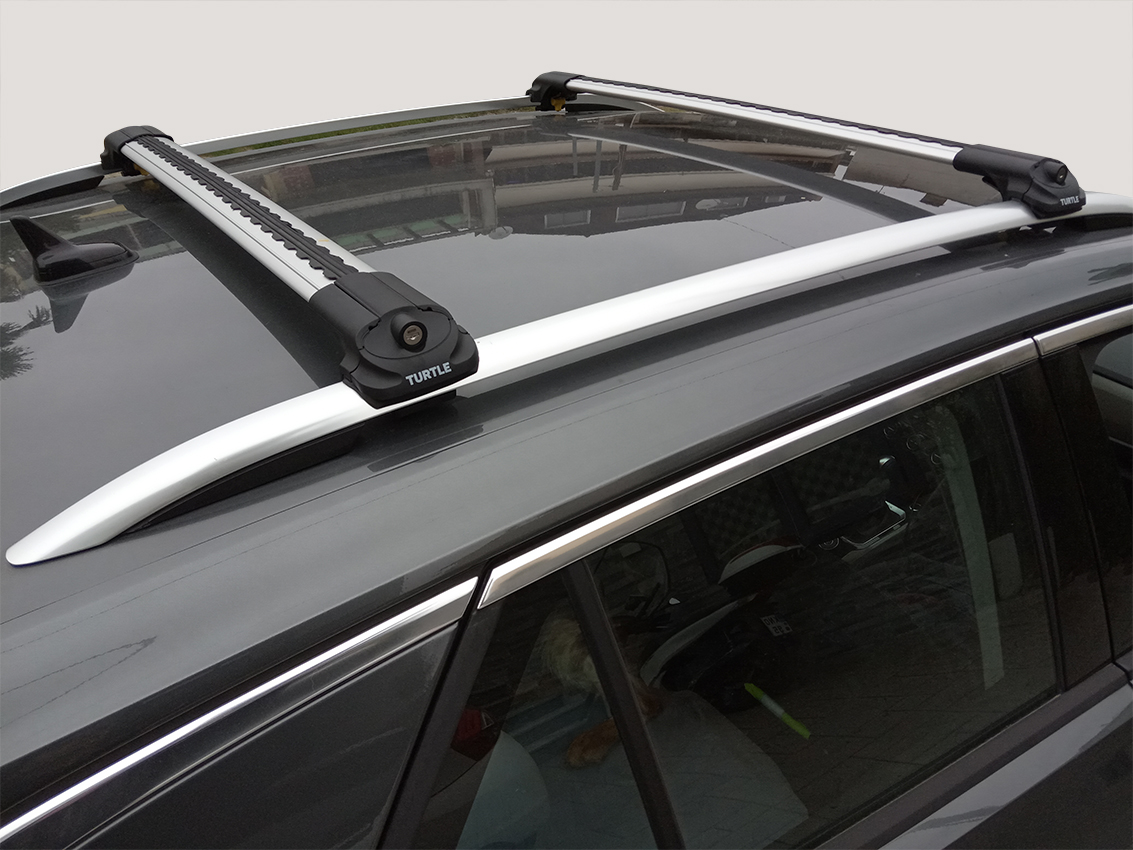 Μπάρες οροφής αλουμινίου με άκρα και κλειδαριά Turtle Air1 ασημί 86-94cm