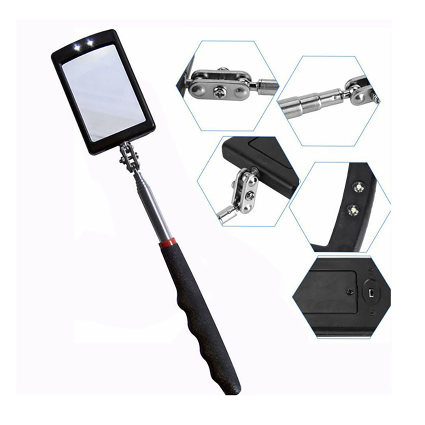 Καθρέφτης εργασίας με LED και τηλεσκοπικό κοντάρι