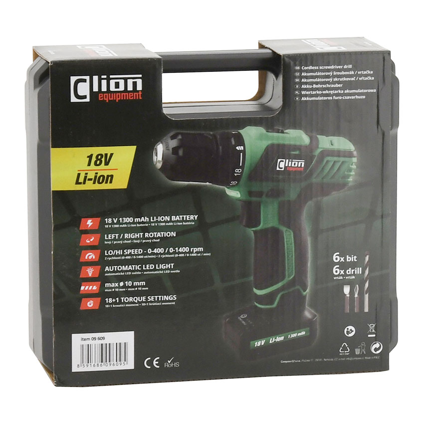 Επαναφορτιζόμενο δραπανοκατσάβιδο C-LION 18V Li-ion